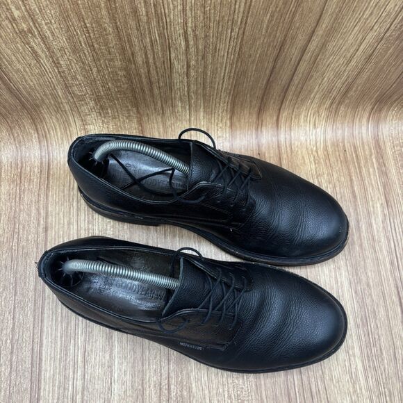 Mephisto Marlon Plain Toe Oxford Men’s Size 8 Black Grain Leather Lace Shoes - Picture 2 of 10